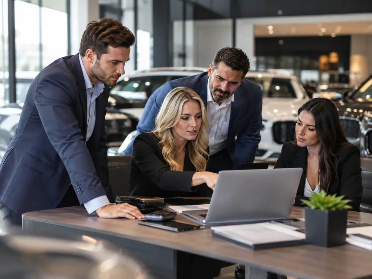 Equipe comercial alinhando estratégias no escritório